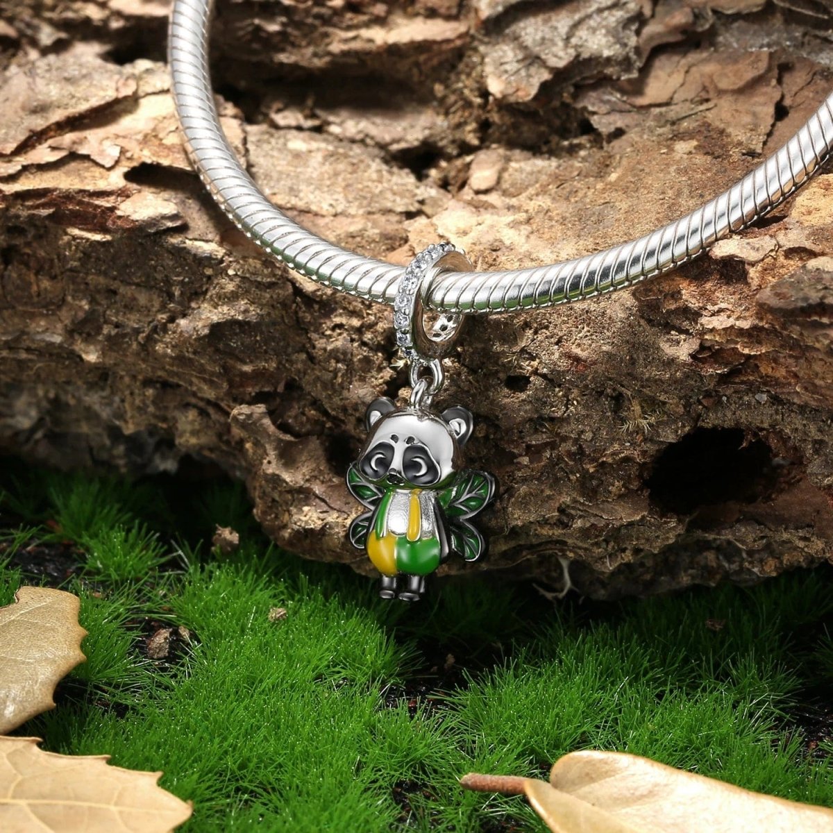 Liora Atelier Green Winged Panda Dangle Charm