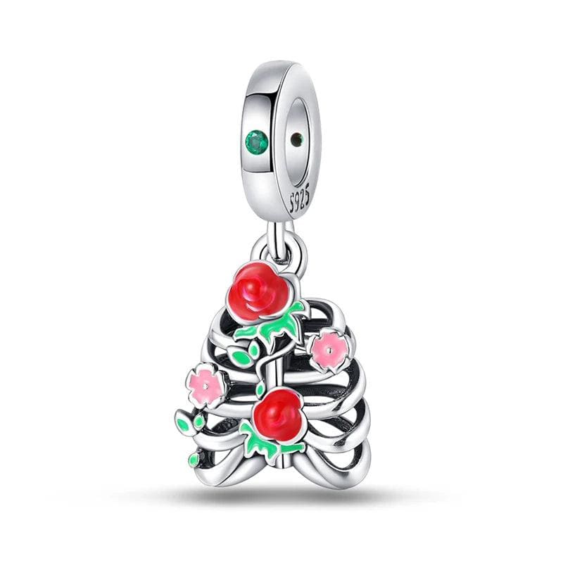 Liora Atelier Halloween Skeleton Ribs & Flowers Charm
