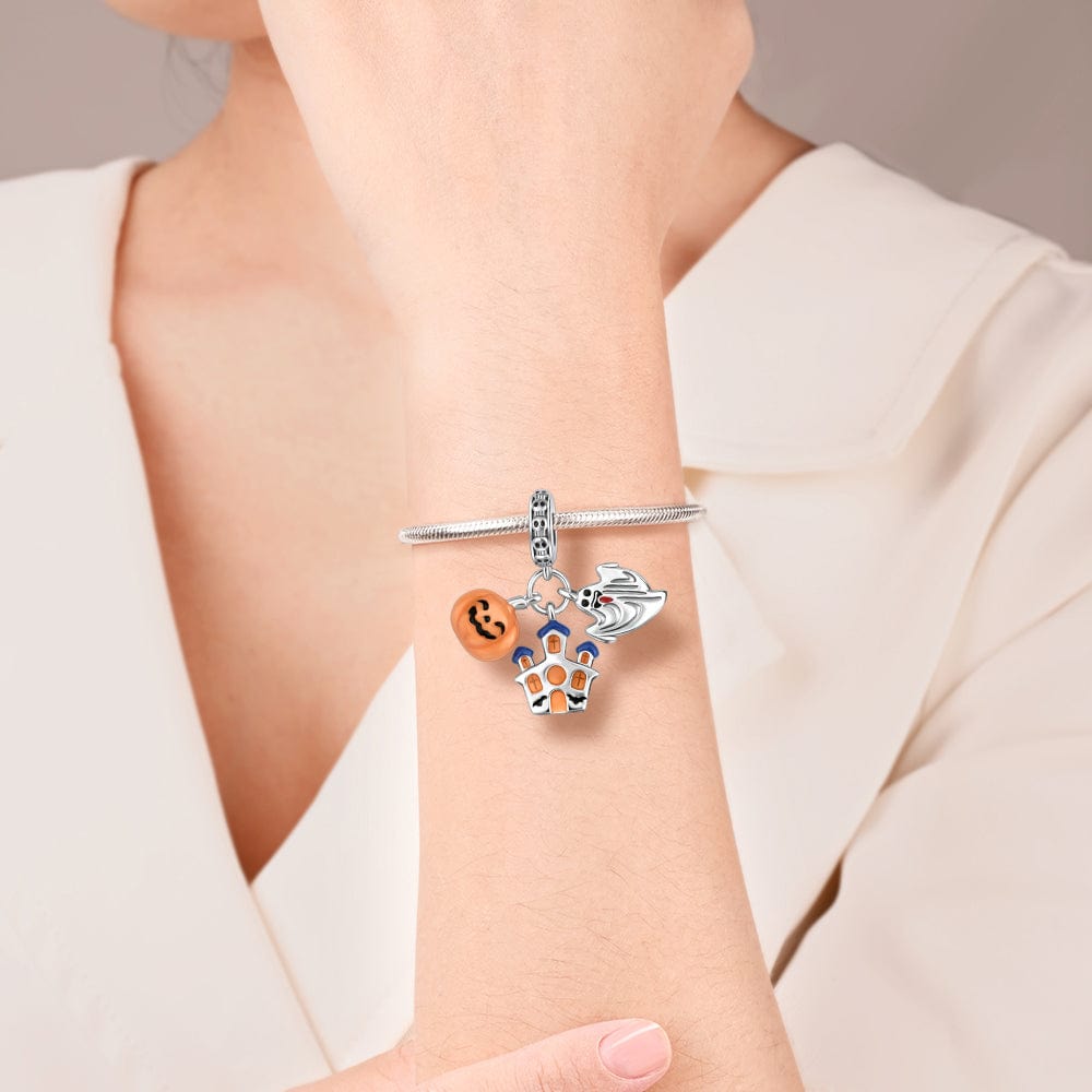Liora Atelier Halloween Trio Charm – Pumpkin, Ghost, and Haunted House