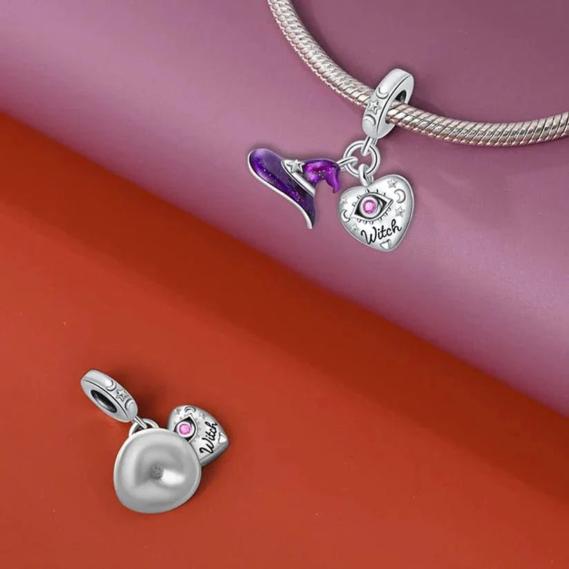 Liora Atelier Halloween Witch Hat & Heart Dangle Charm