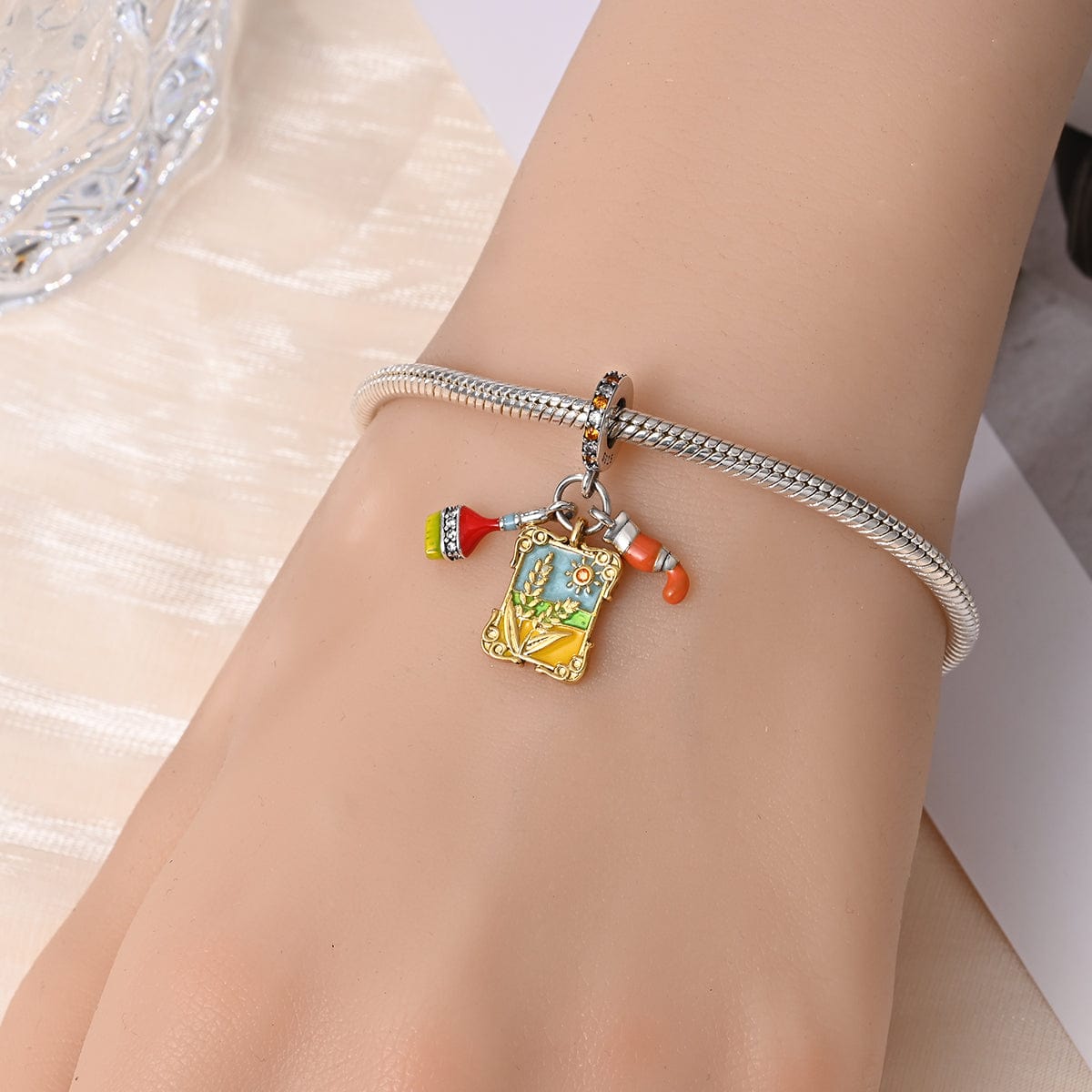 Liora Atelier Harvest - Themed Charm with Paintbrush and Wheat Design