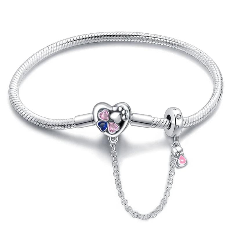 Liora Atelier Heart & Paw Charm Bracelet with Safety Chain