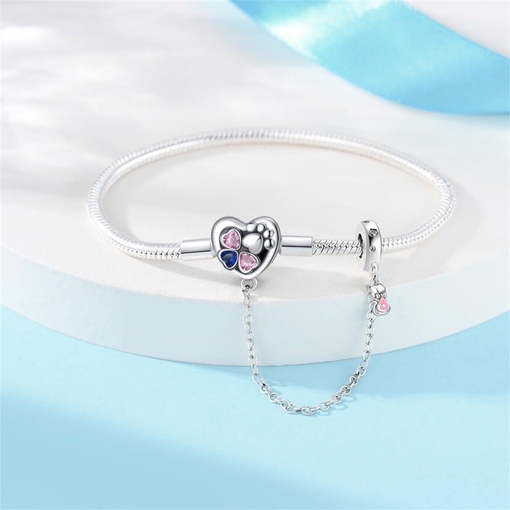 Liora Atelier Heart & Paw Charm Bracelet with Safety Chain