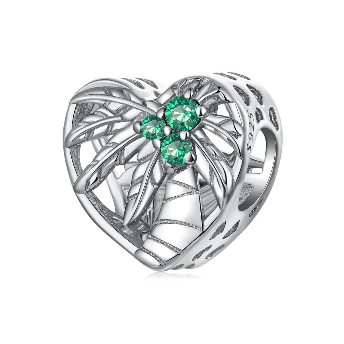 Liora Atelier Heart - Shaped Palm Tree & Green Crystal Charm