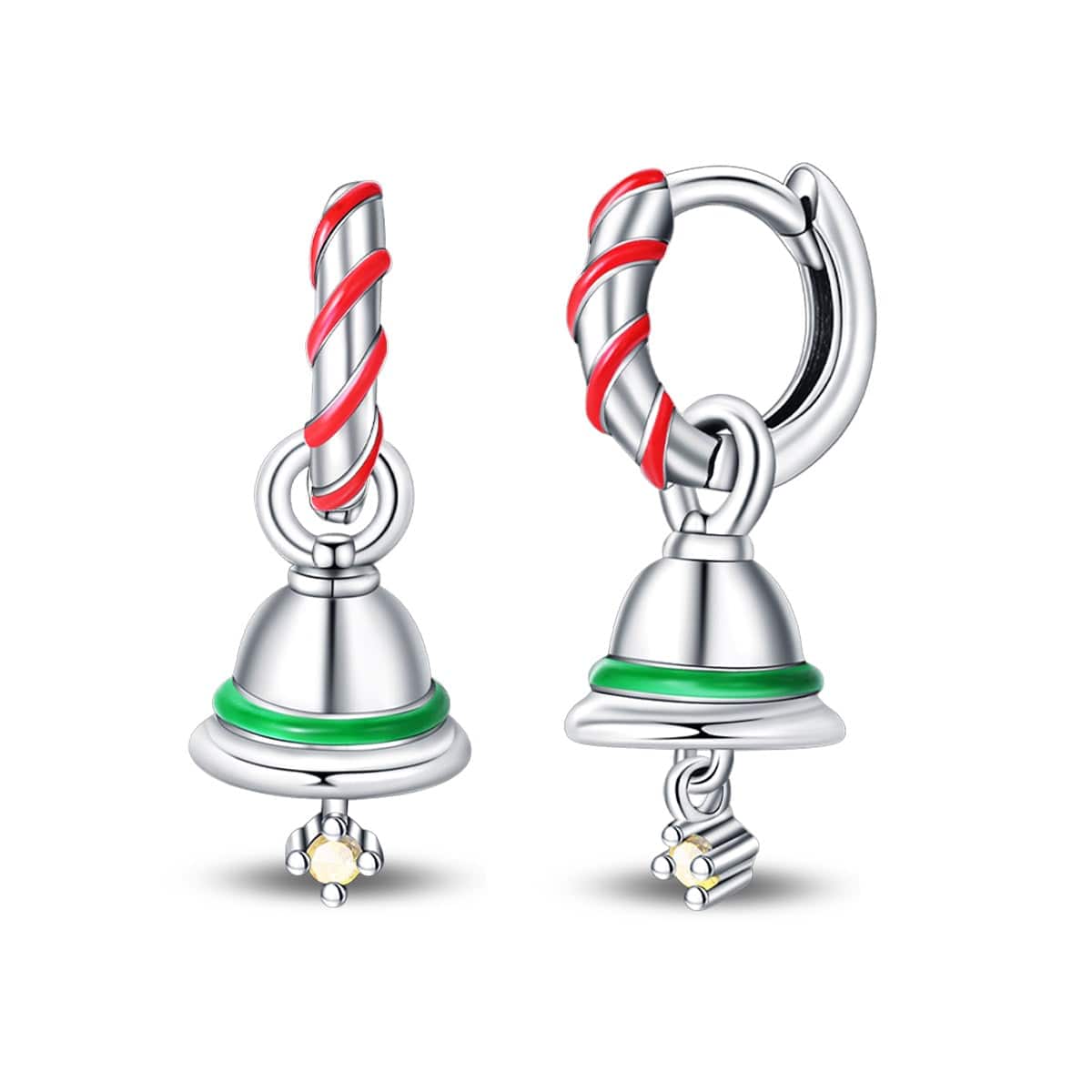 Liora Atelier Holiday Bell & Candy Cane Hoop Earrings