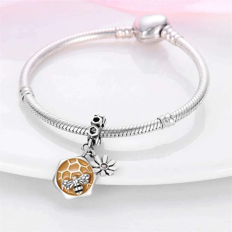 Liora Atelier Honeycomb Bee & Daisy Triple Dangle Charm