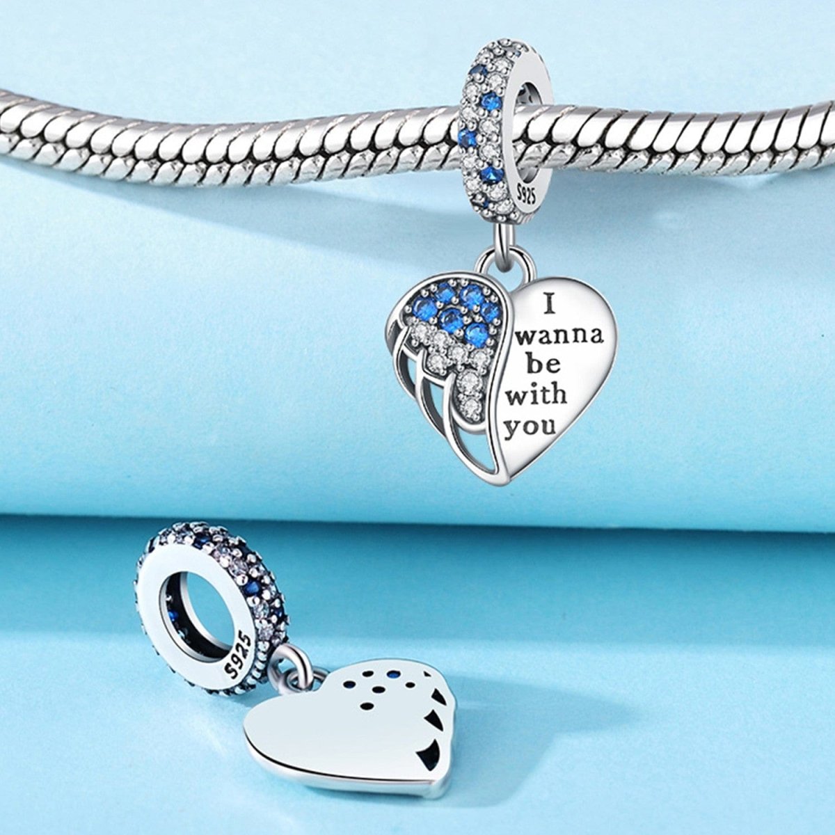 Liora Atelier I Wanna Be With You Blue Crystal Angel Wing Charm