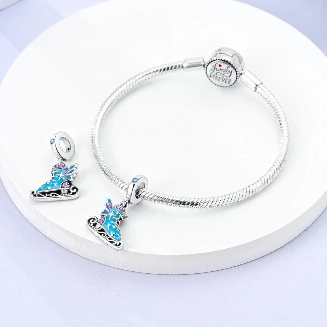 Liora Atelier Ice Skate Charm with Blue Enamel and Crystal Accents