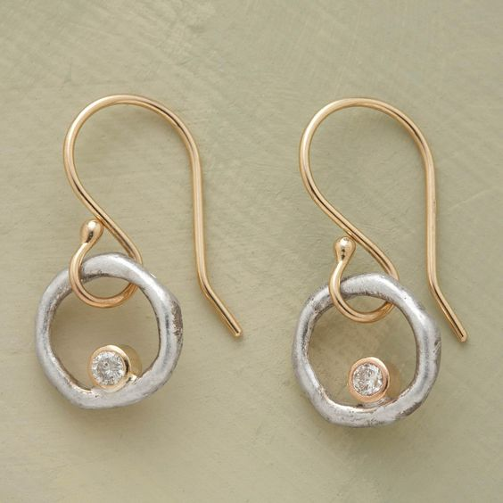 Vintage Gold- und Silber-Zirkonia-Ohrringe