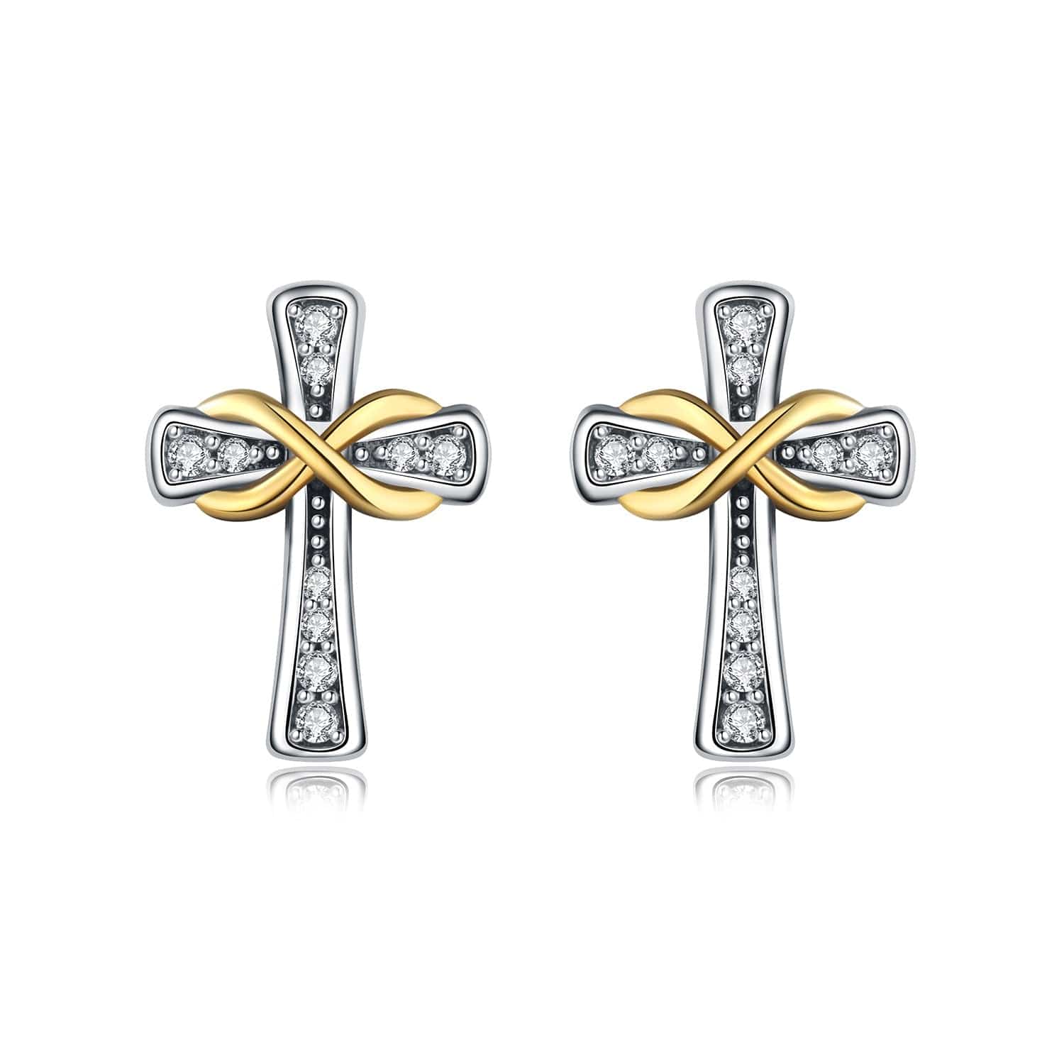 Liora Atelier Infinity Cross Studs with Gold Accents