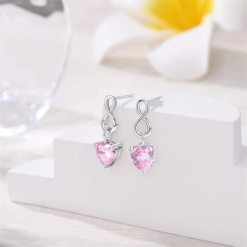 Liora Atelier Infinity Pink Heart Gemstone Drop Earrings