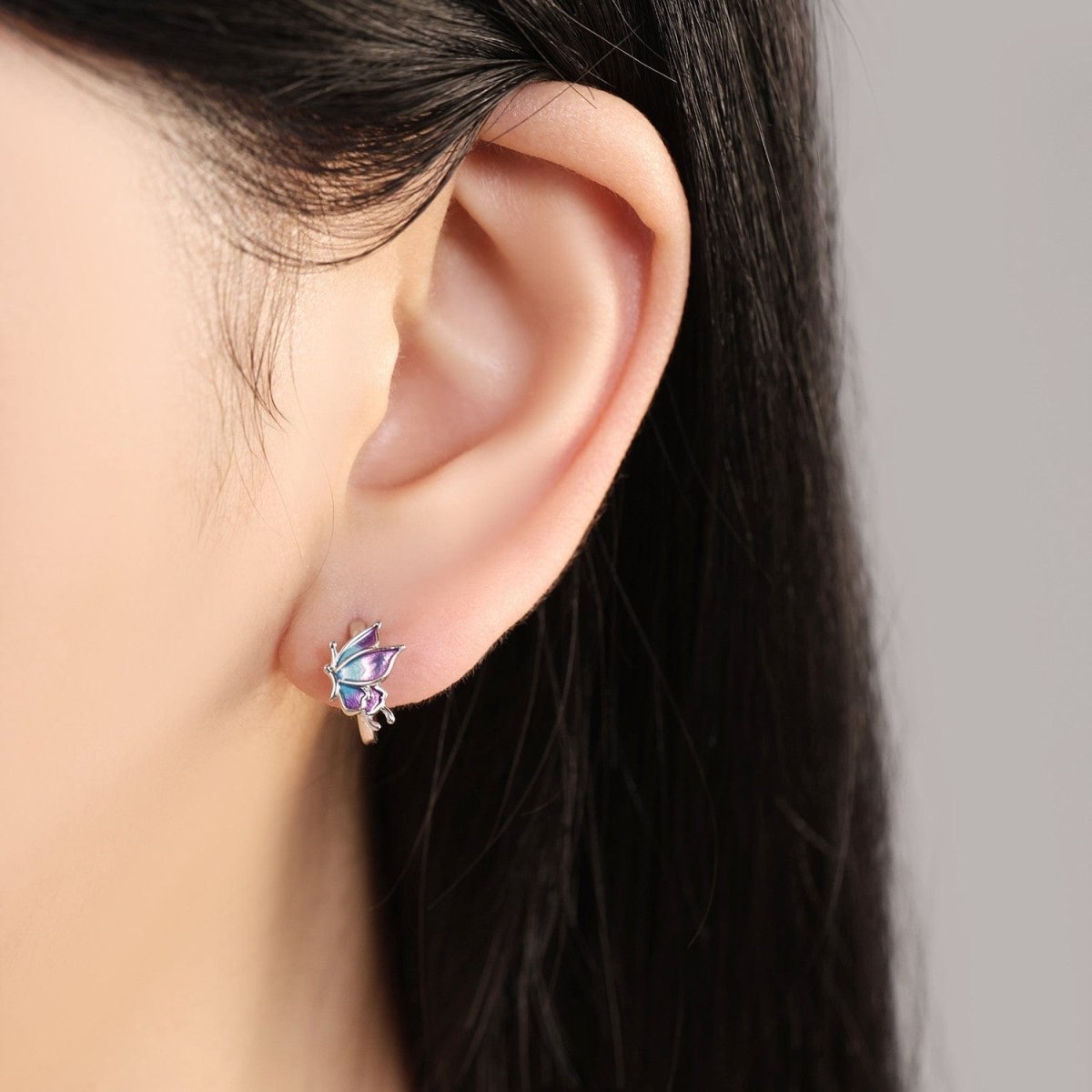 Liora Atelier Iridescent Butterfly Hoop Earrings