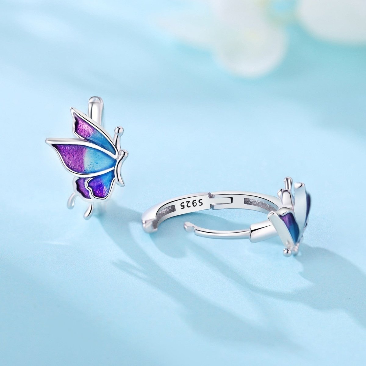 Liora Atelier Iridescent Butterfly Hoop Earrings