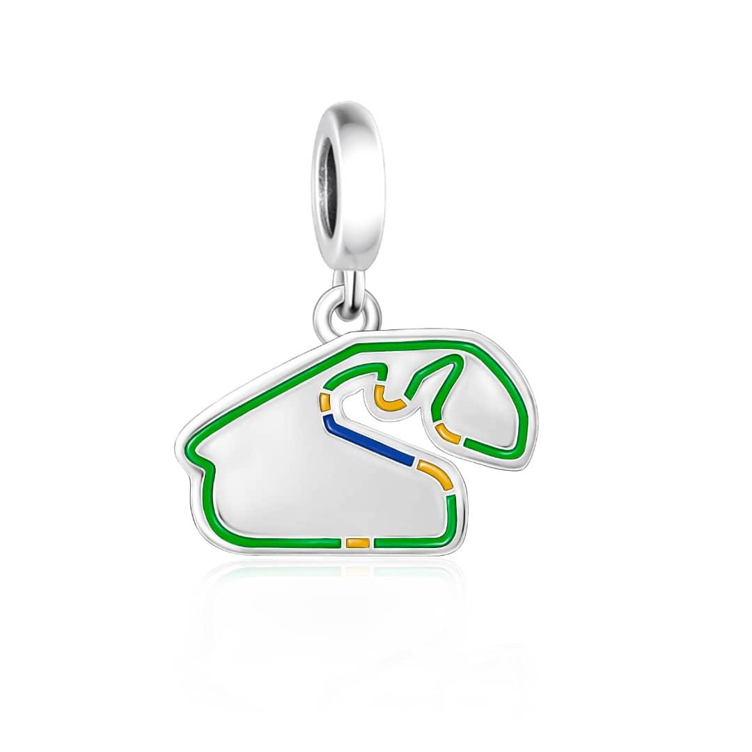 Liora Atelier Jose Carlos Pace Interlagos Race Track with Brazilian Flag Colors Dangle Charm