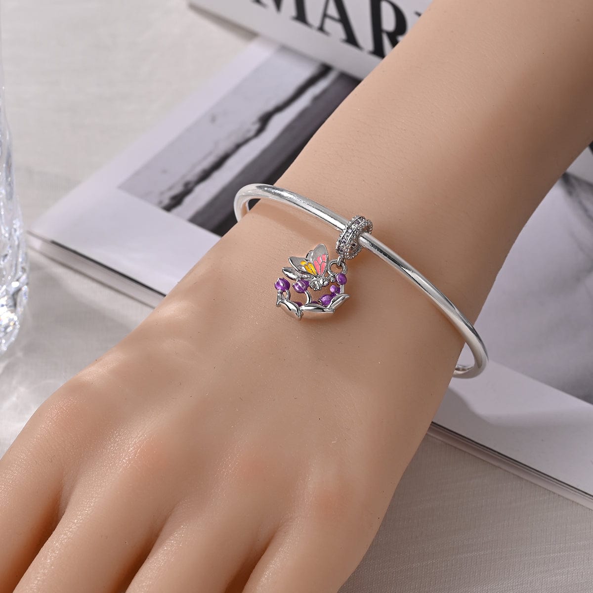 Liora Atelier Lavender Blossom & Butterfly Dangle Charm