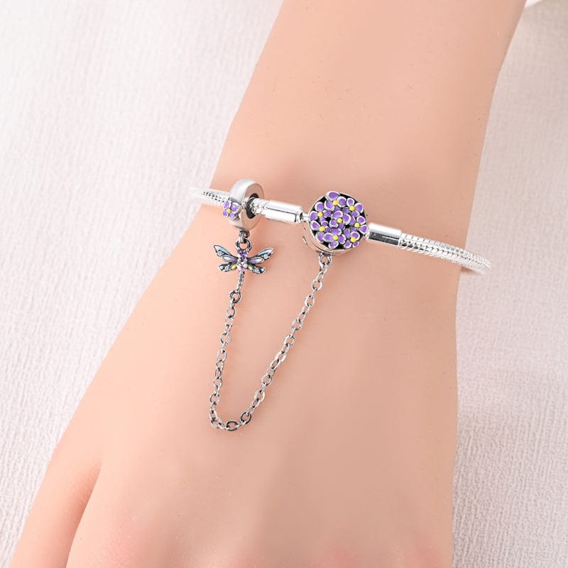 Liora Atelier Lavender Dragonfly Bracelet with Safety Charm