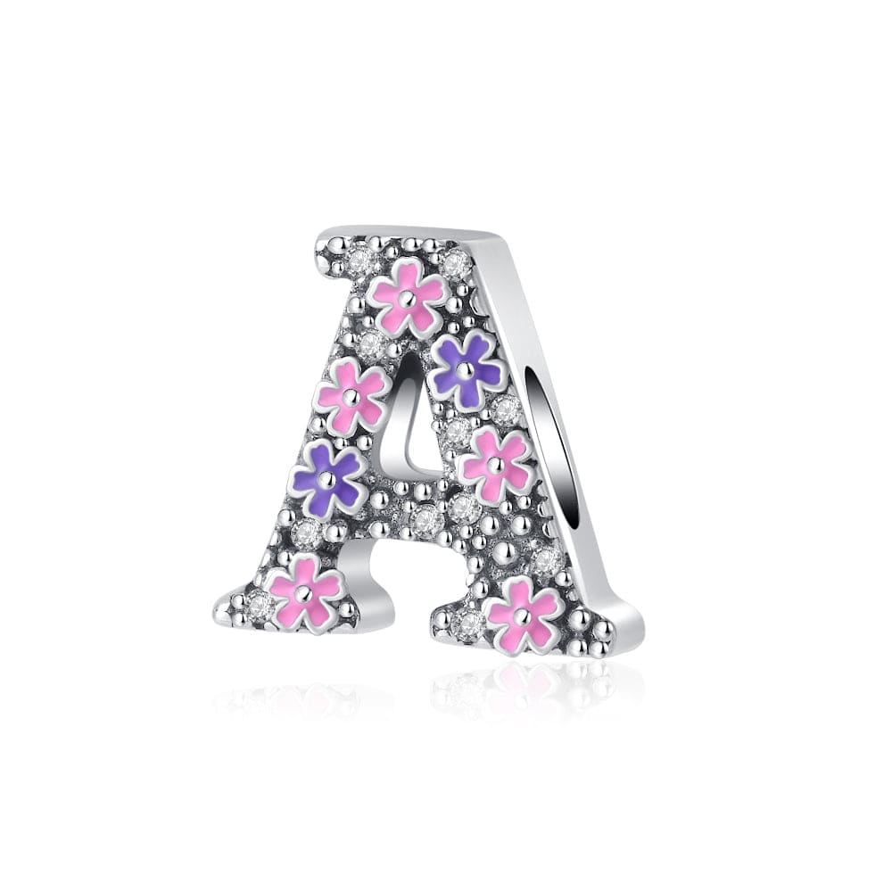 Liora Atelier Pink & Purple Flower Letter A~Z Alphabet Charm
