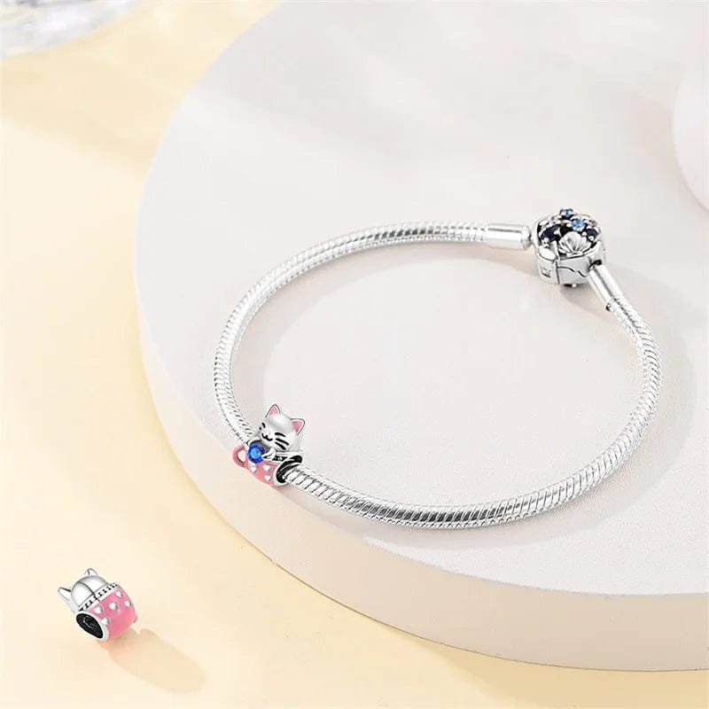 Liora Atelier Lucky Cat Charm with Blue Gemstone