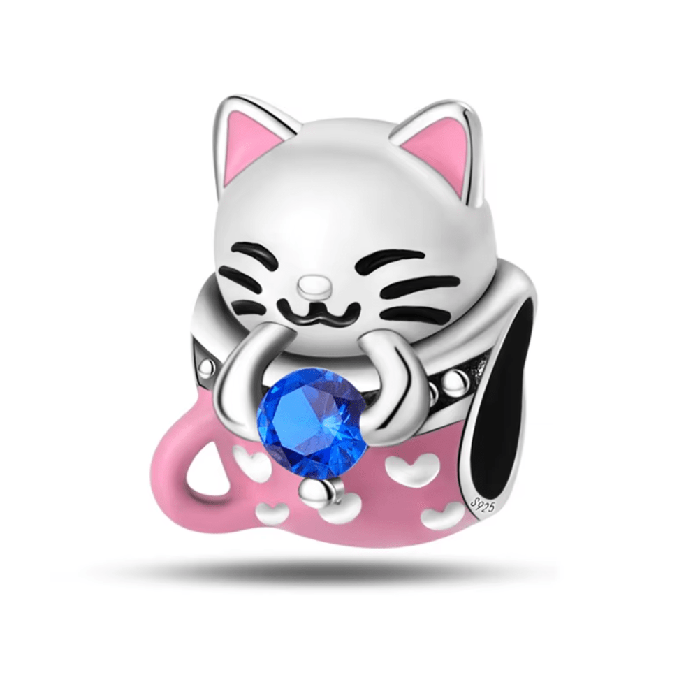 Liora Atelier Lucky Cat Charm with Blue Gemstone