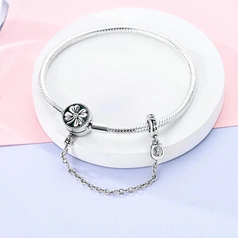 Liora Atelier Lucky Flower Snake Chain Bracelet with Safety Chain
