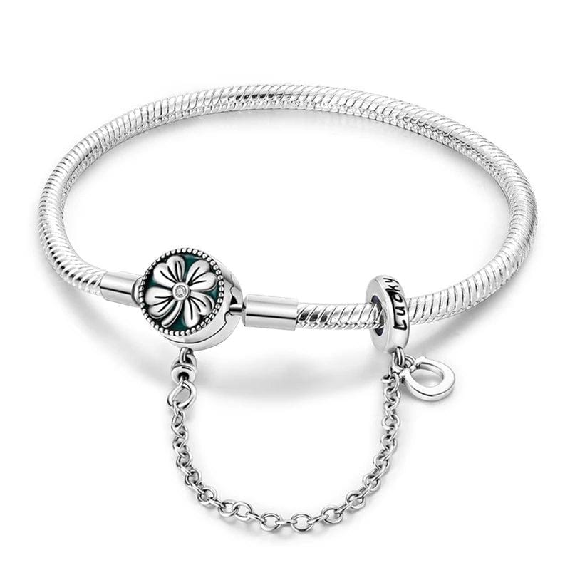 Liora Atelier Lucky Flower Snake Chain Bracelet with Safety Chain