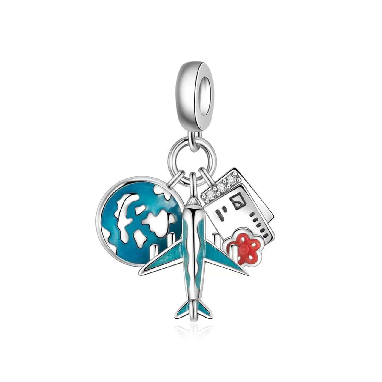 Liora Atelier Luminous Airplane, Globe & Boarding Pass Travel Charm