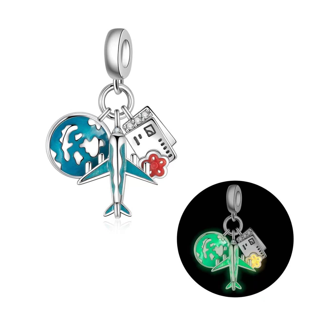 Liora Atelier Luminous Airplane, Globe & Boarding Pass Travel Charm