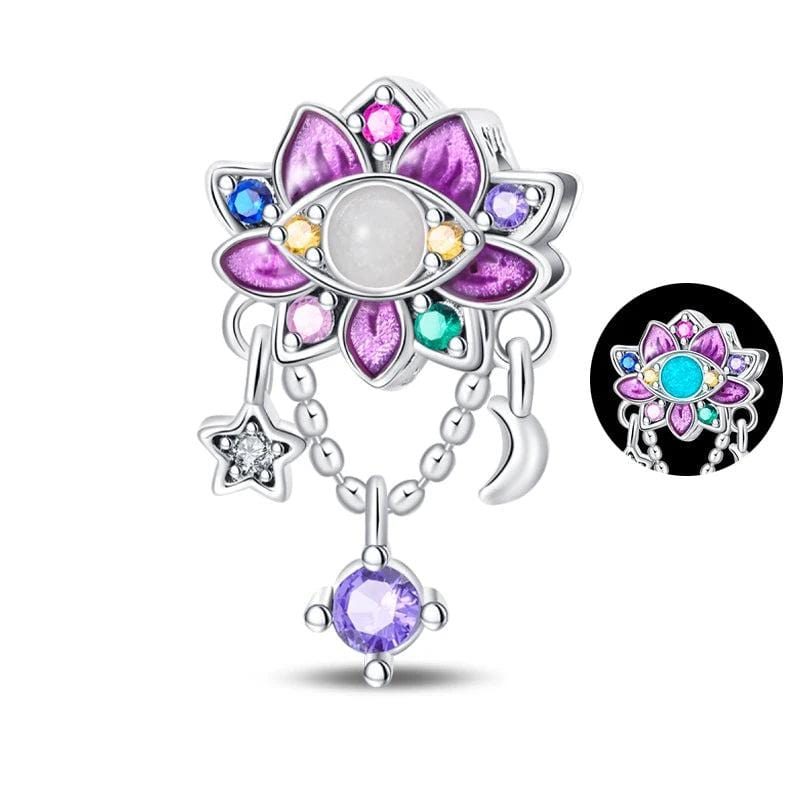 Liora Atelier Luminous Celestial Lotus Charm with Moon and Star Accents