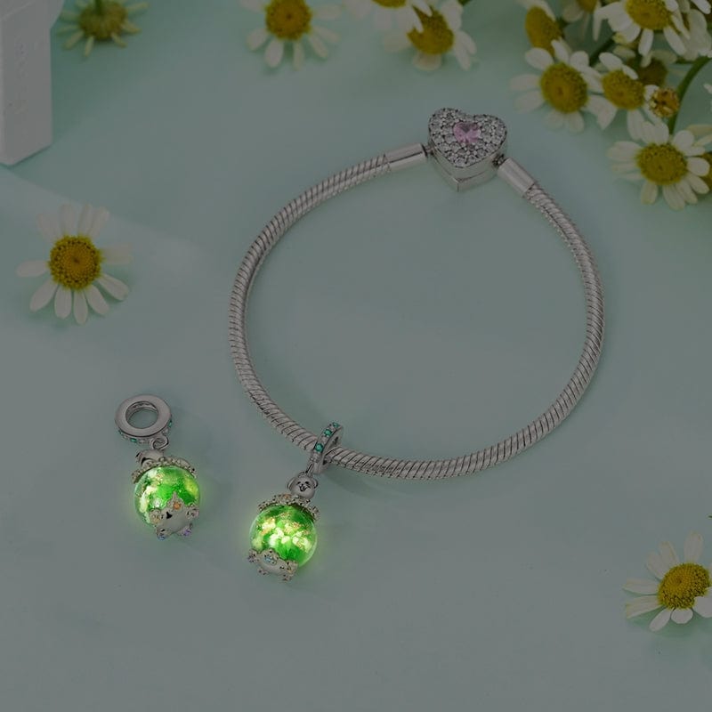 Liora Atelier Luminous Dog with Green Crystal Globe Dangle Charm