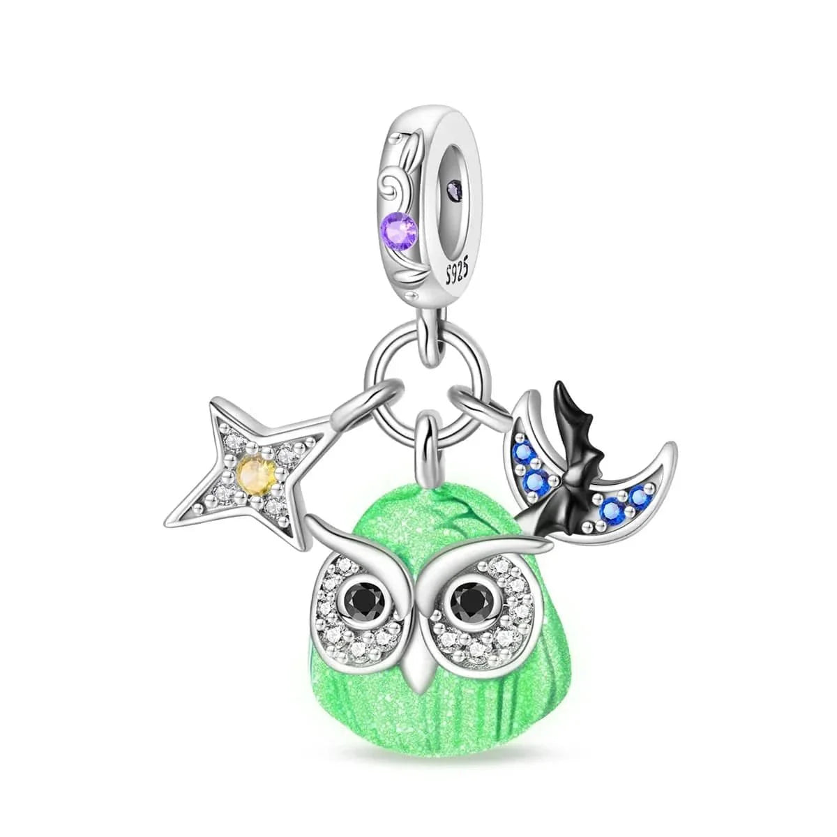Liora Atelier Luminous Owl Charm with Star & Bat Accents