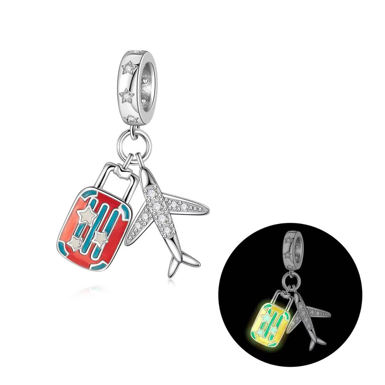 Liora Atelier Luminous Travel Suitcase & Airplane Dangle Charm