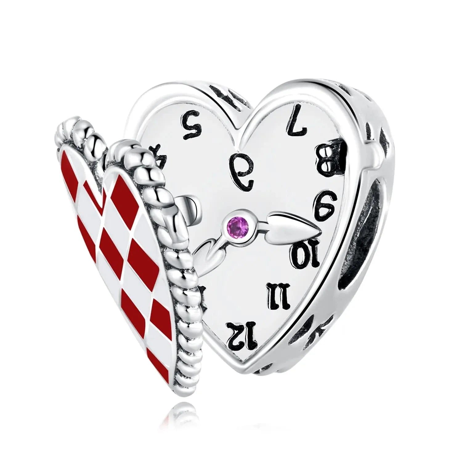 Liora Atelier Mad Hatter’s Clock and Red Checkered Heart Charm