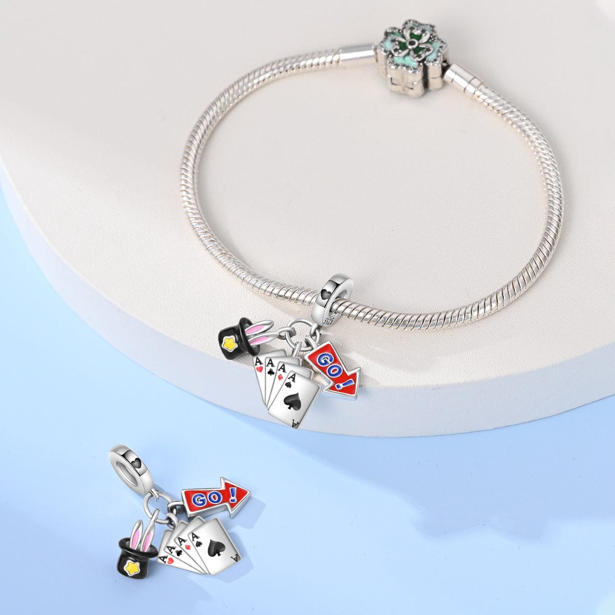 Liora Atelier Magical Hat and Cards Triple Dangle Charm