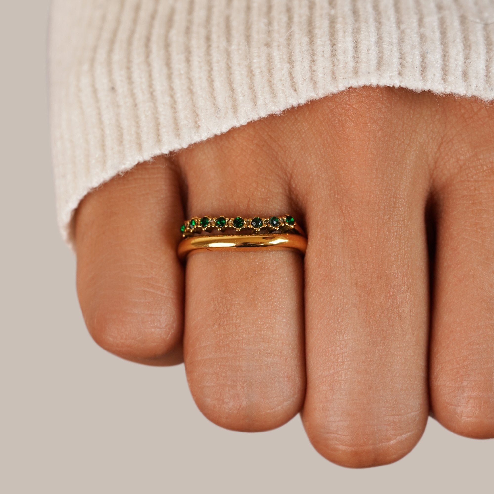 Mary - Smaragdgrüner, geschichteter Ring