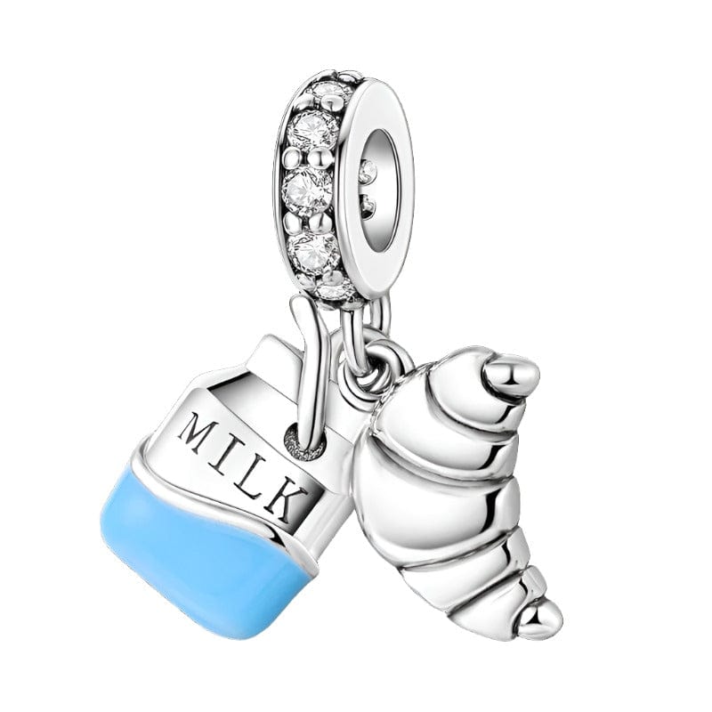 Liora Atelier Milk Carton and Croissant Breakfast Dangle Charm