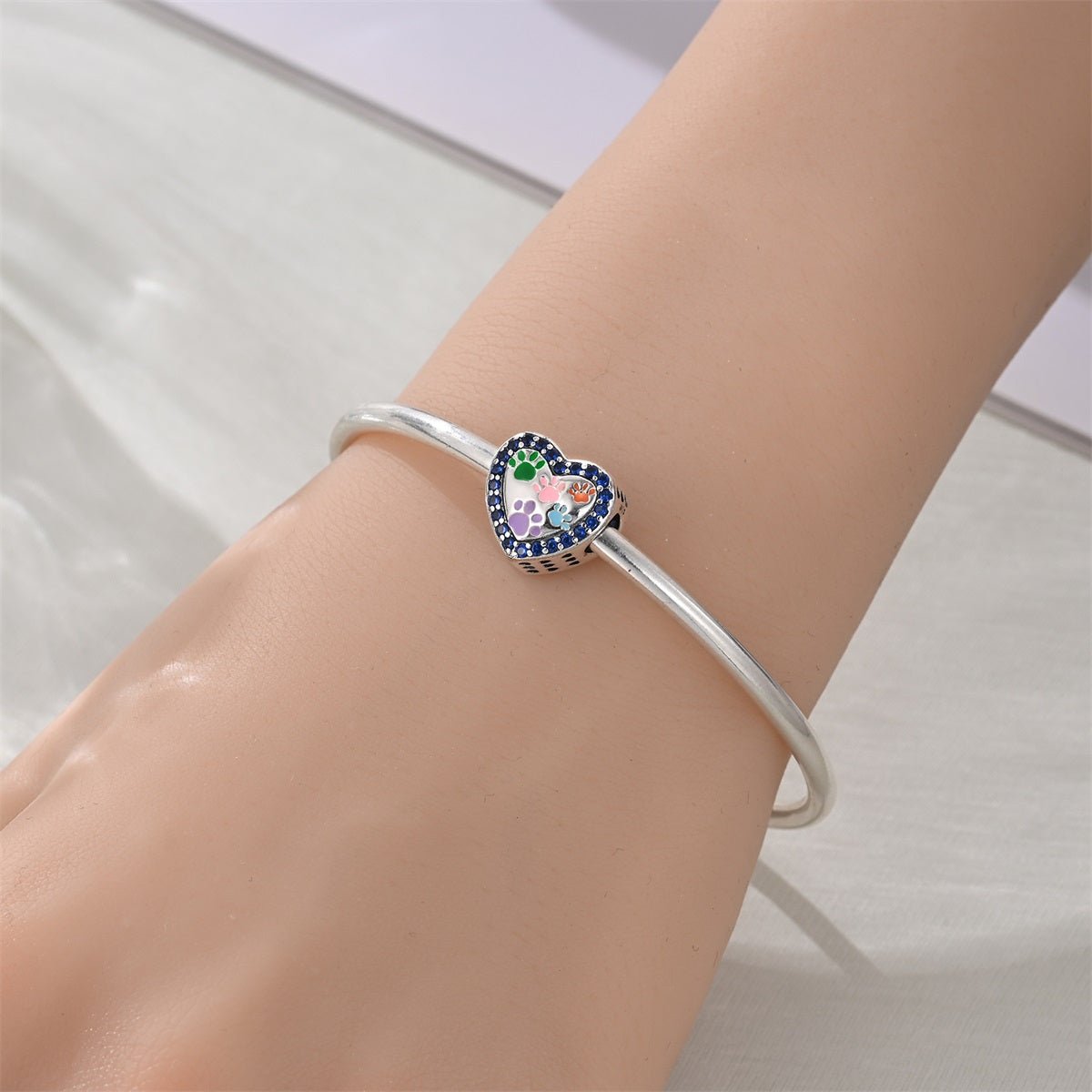 Liora Atelier Multicolor Paw Prints Heart Charm
