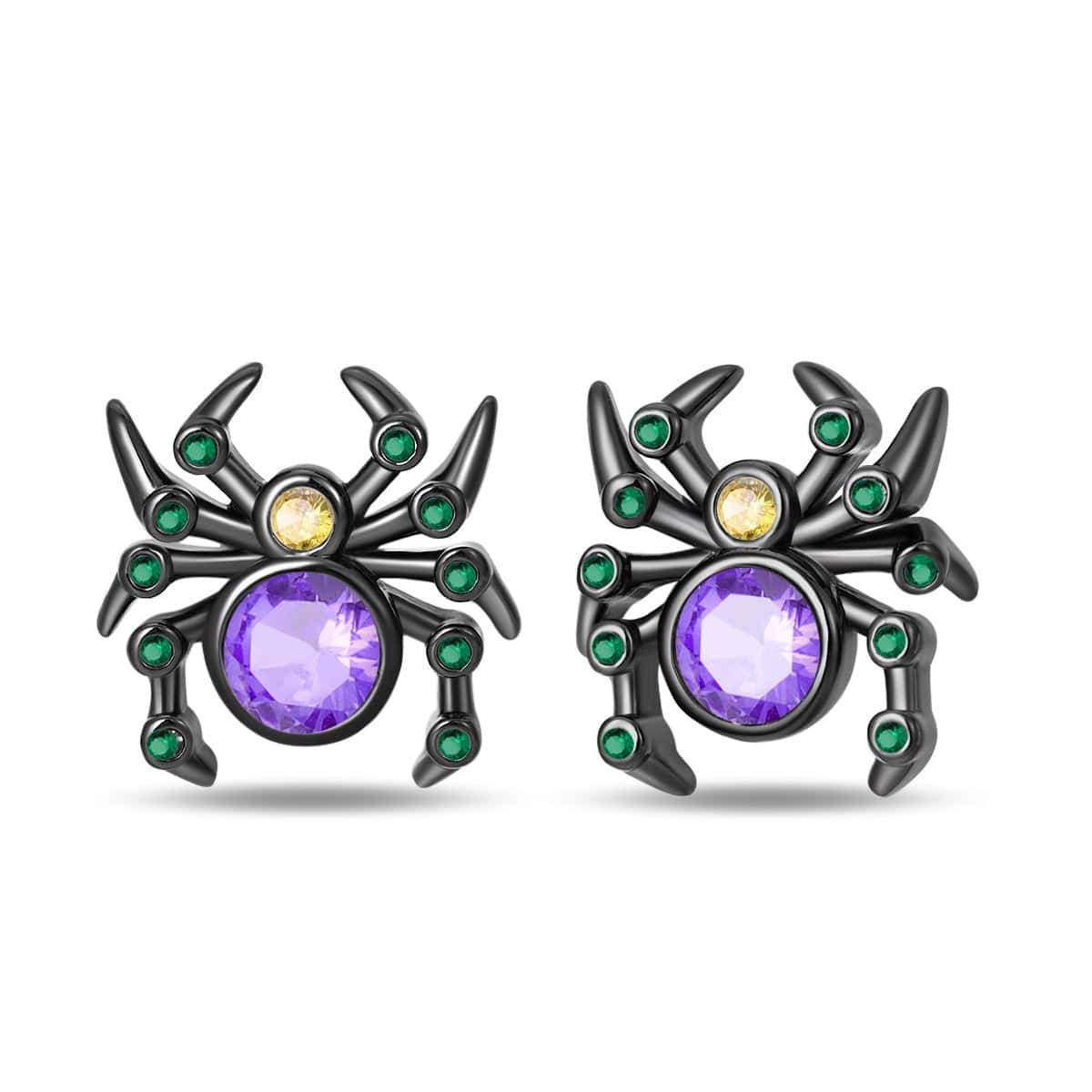 Liora Atelier Mystic Spider Earrings with Purple and Green Gemstones