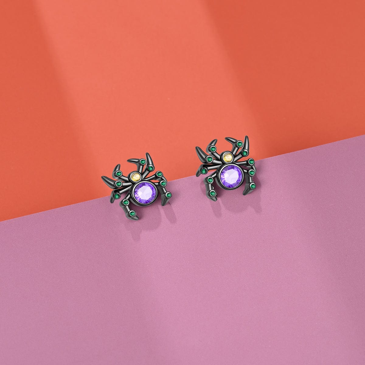 Liora Atelier Mystic Spider Earrings with Purple and Green Gemstones