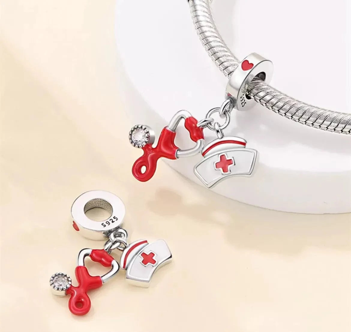 Liora Atelier Nurse's Heart, Stethoscope and Cap Charm