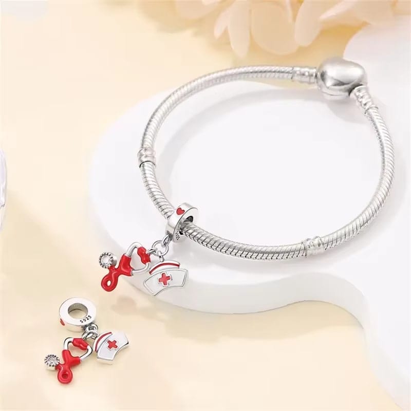Liora Atelier Nurse's Heart, Stethoscope and Cap Charm