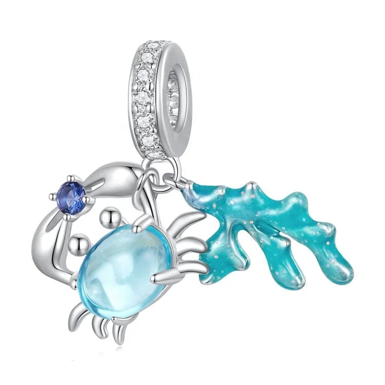 Liora Atelier Ocean Blue Crab with Coral Dangle Charm