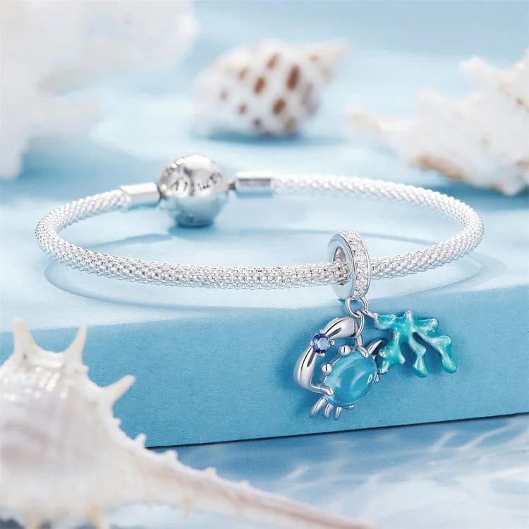Liora Atelier Ocean Blue Crab with Coral Dangle Charm