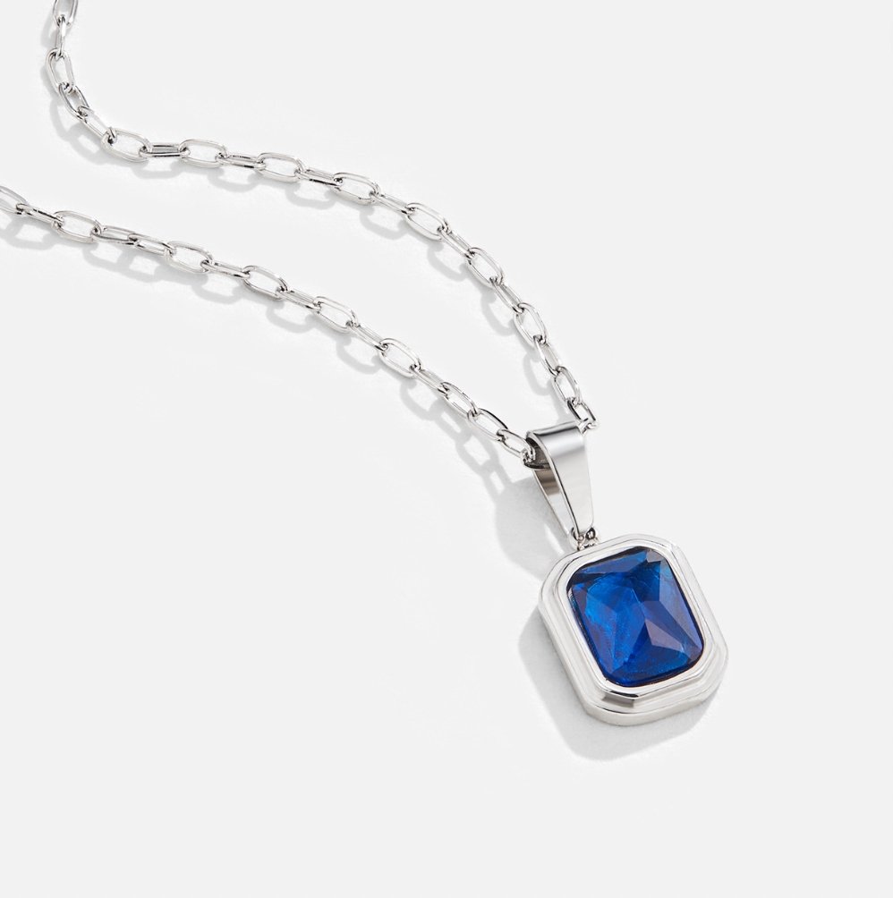 Ozeanblauer Anhänger Silberne Halskette