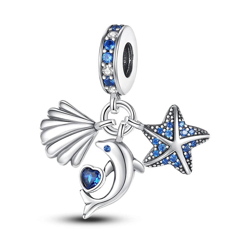 Liora Atelier Ocean Fish Starfish and Seashell Triple Dangle Charm
