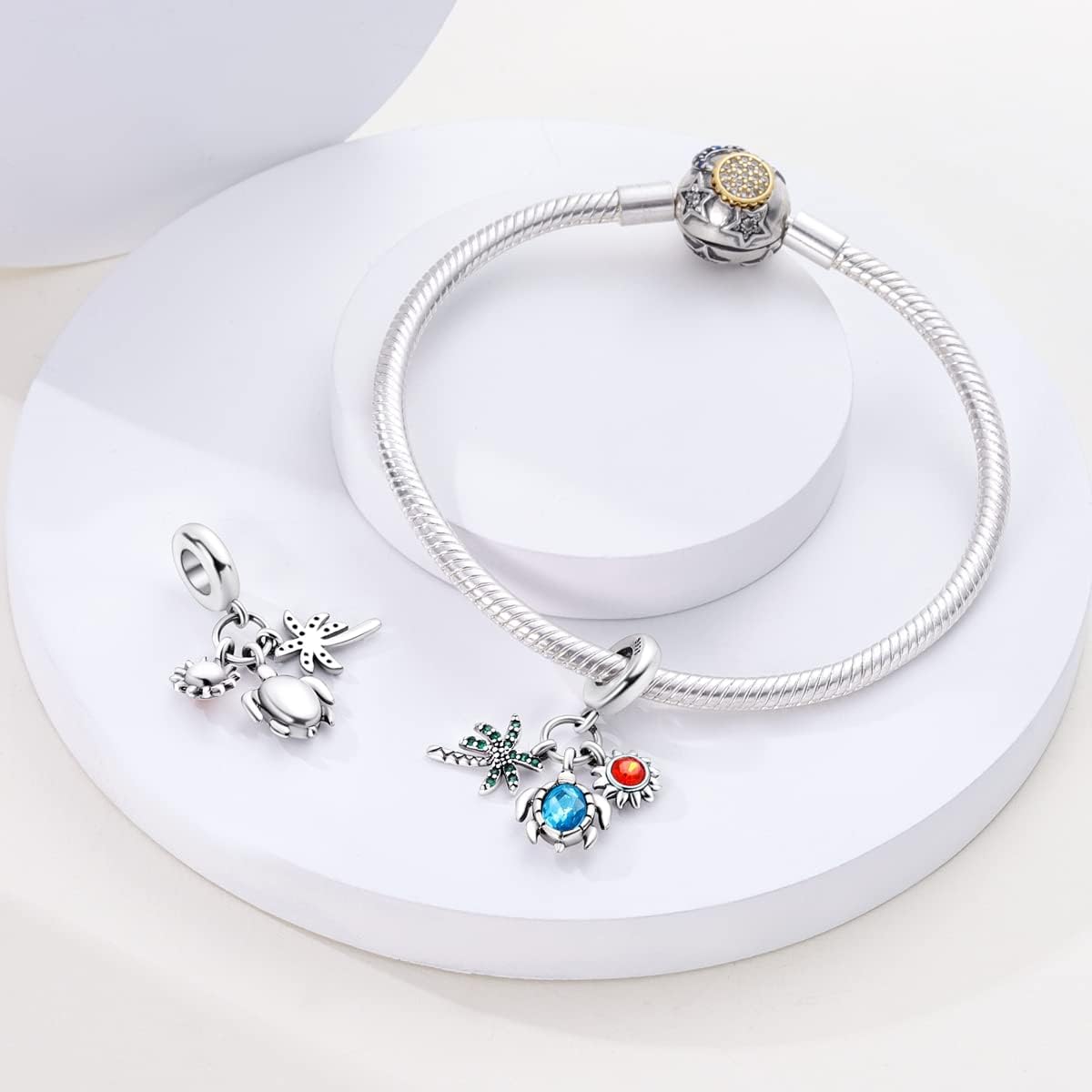 Liora Atelier Ocean Palm Turtle and Sun Triple Dangle Charm