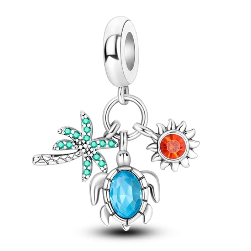 Liora Atelier Ocean Palm Turtle and Sun Triple Dangle Charm
