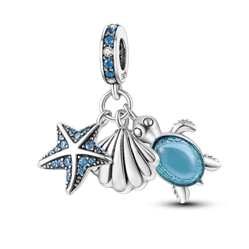 Liora Atelier Ocean Starfish Shell and Sea Turtle Triple Dangle Charm