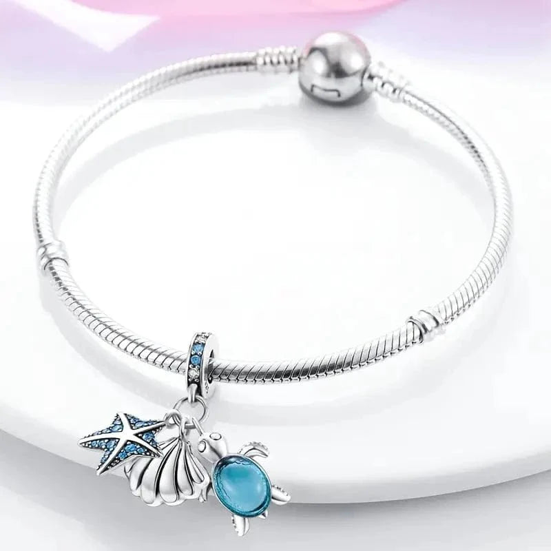 Liora Atelier Ocean Starfish Shell and Sea Turtle Triple Dangle Charm