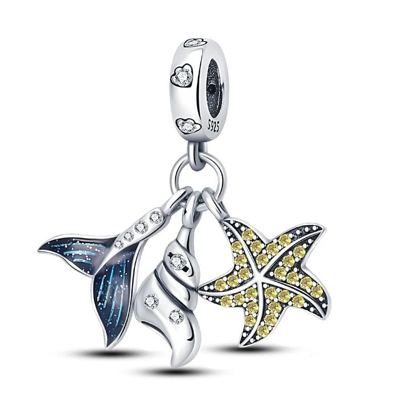 Liora Atelier Ocean Whale Tail and Starfish Triple Dangle Charm