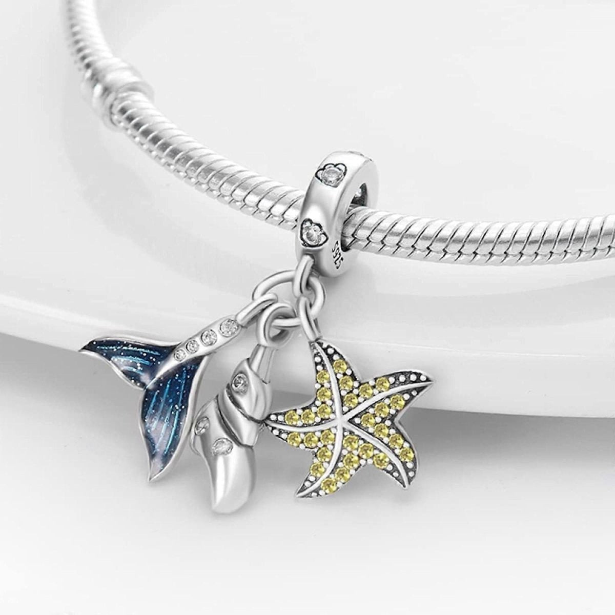 Liora Atelier Ocean Whale Tail and Starfish Triple Dangle Charm
